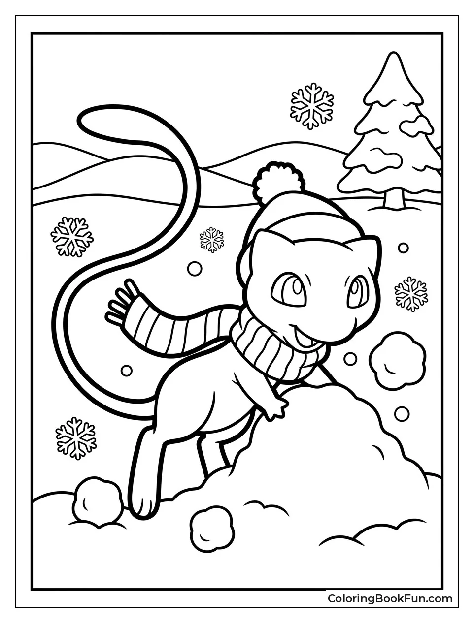 Mew Playing in Winter Snow