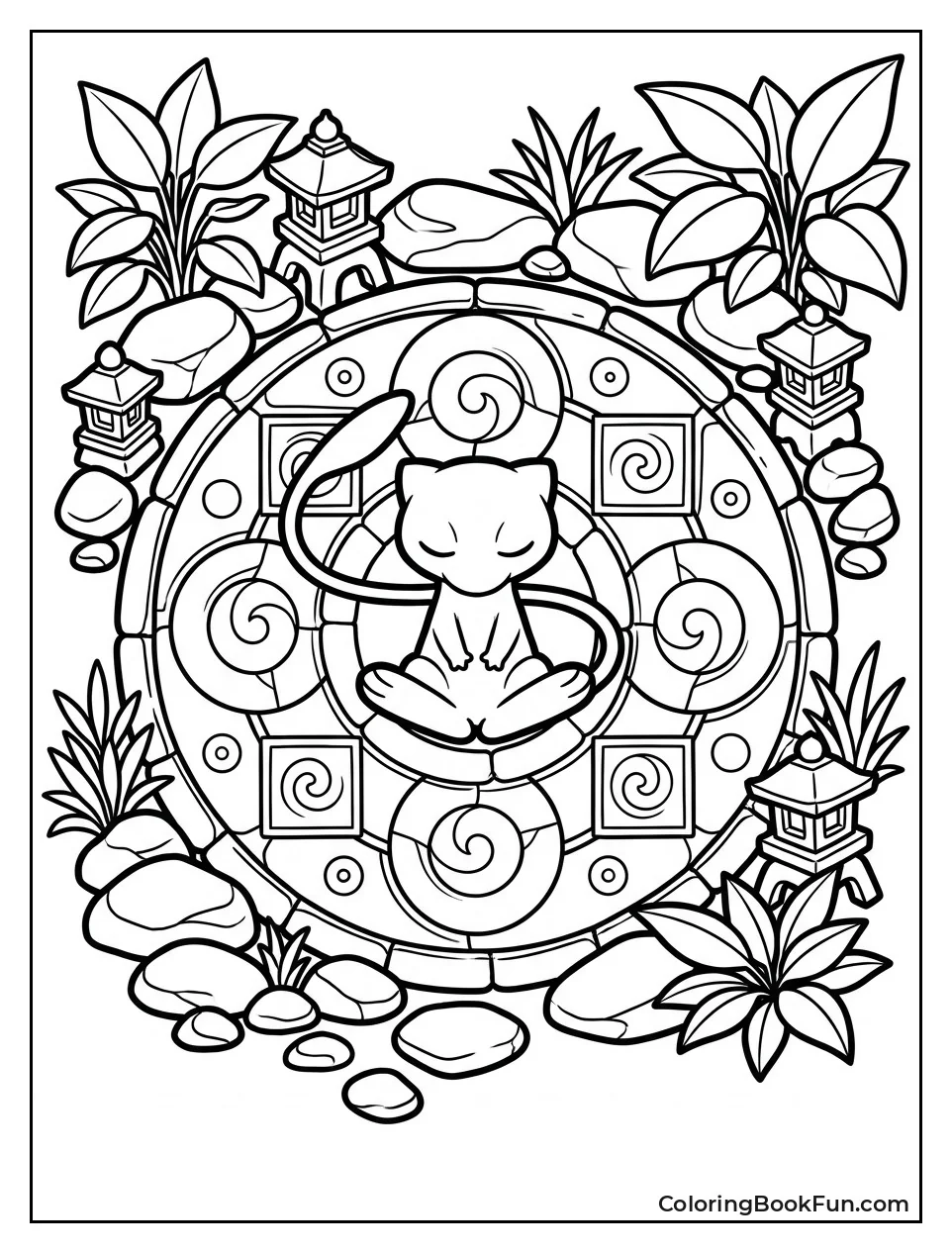 Mew Meditating in Zen Garden