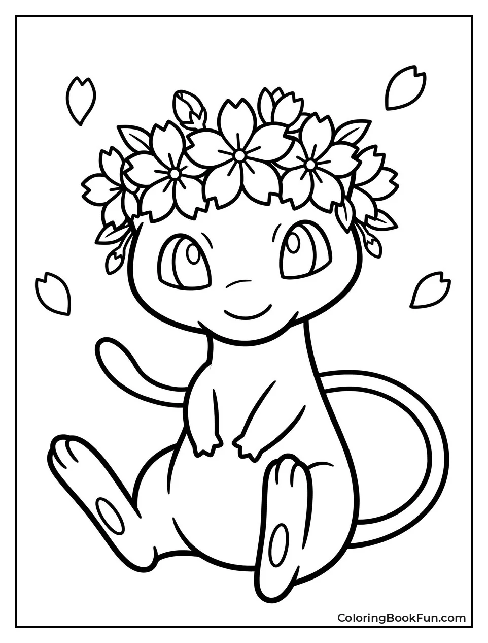 Mew Wearing Flower Blossom Crown