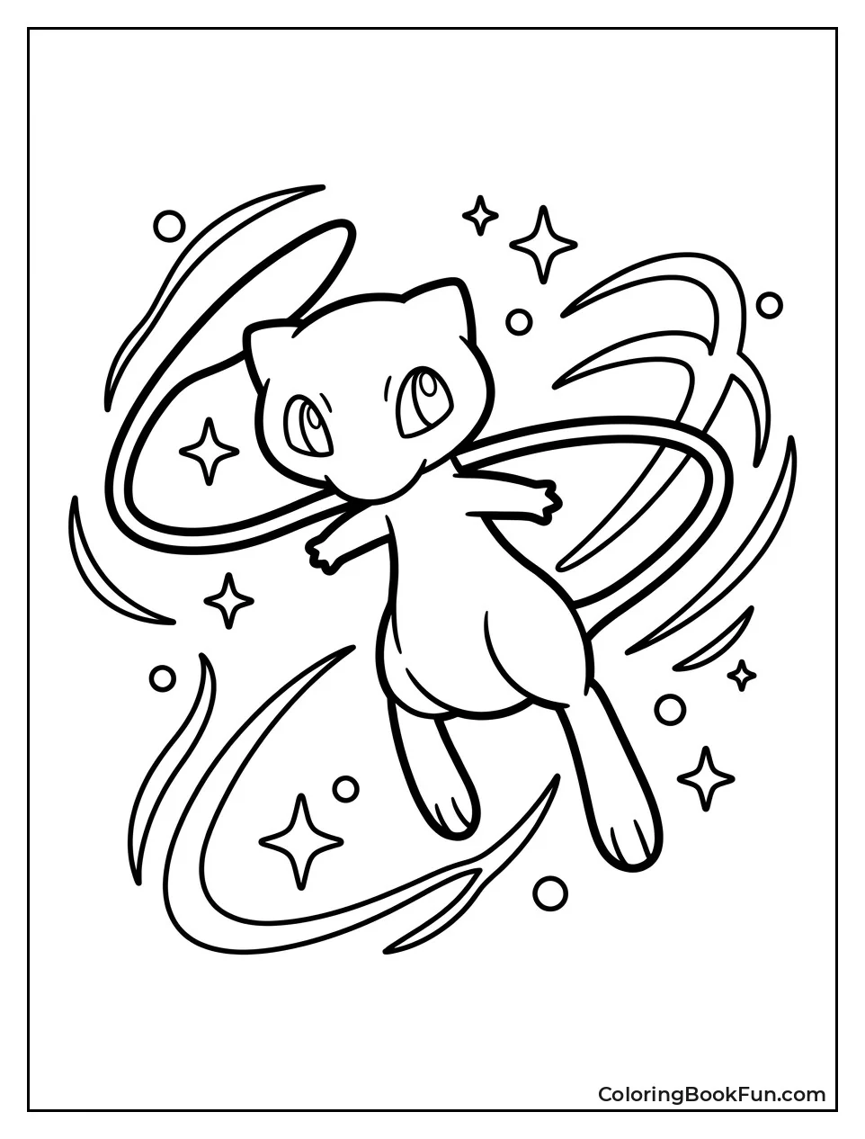 Mew Surrounded by Psychic Waves