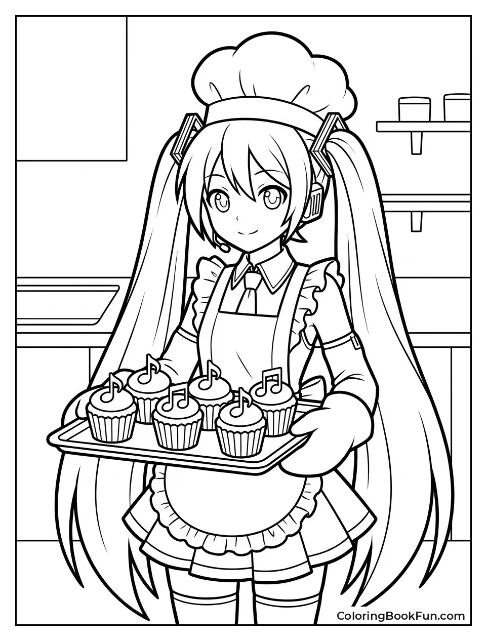 Miku Holds a Cupcake Tray
