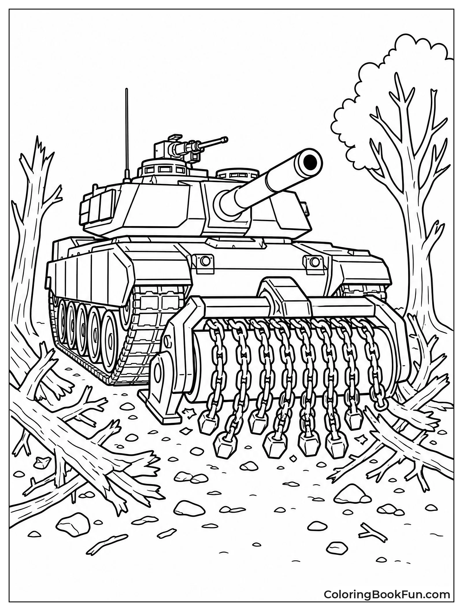Tank Clearing Mines with Chains