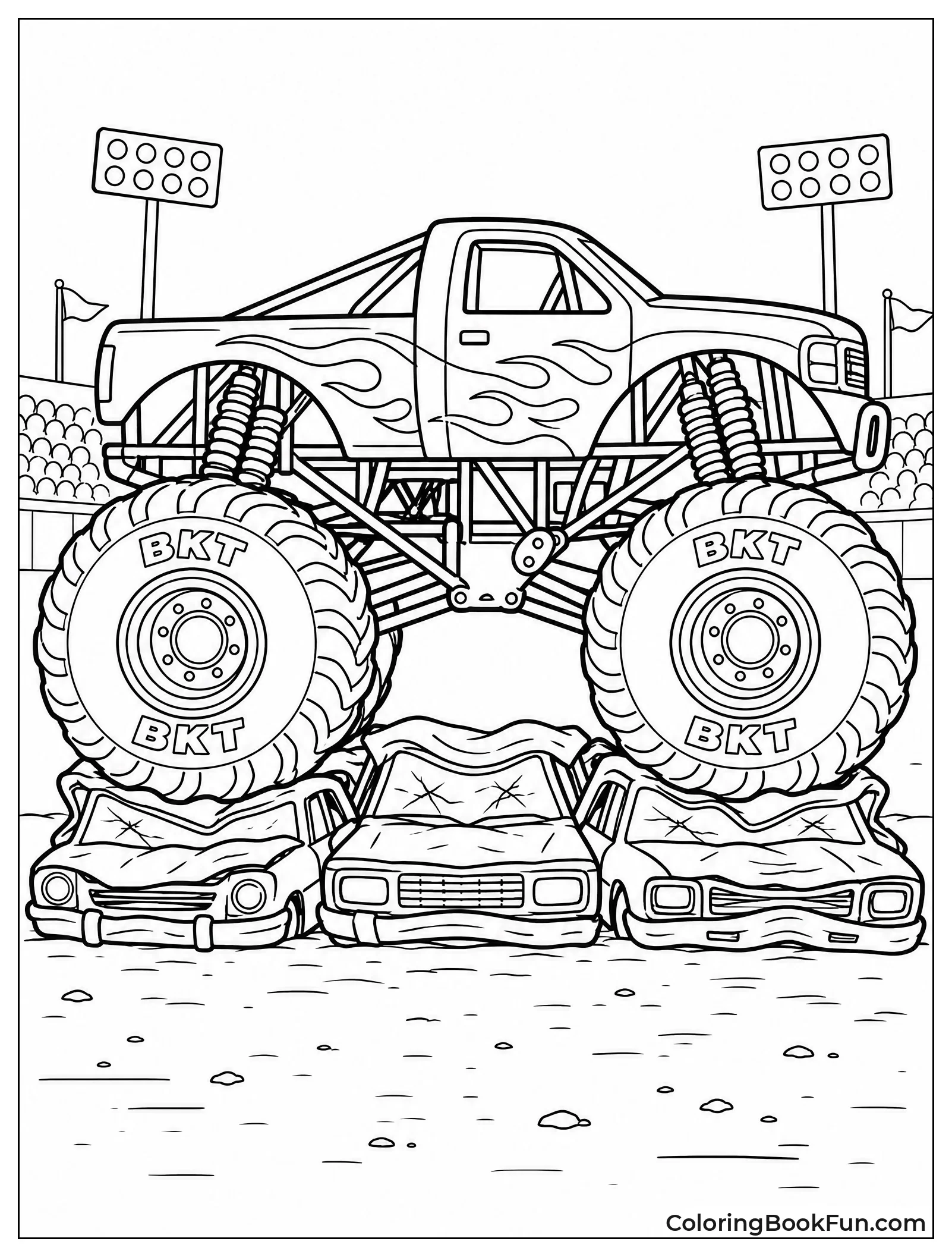 Monster Truck Crushes Old Cars