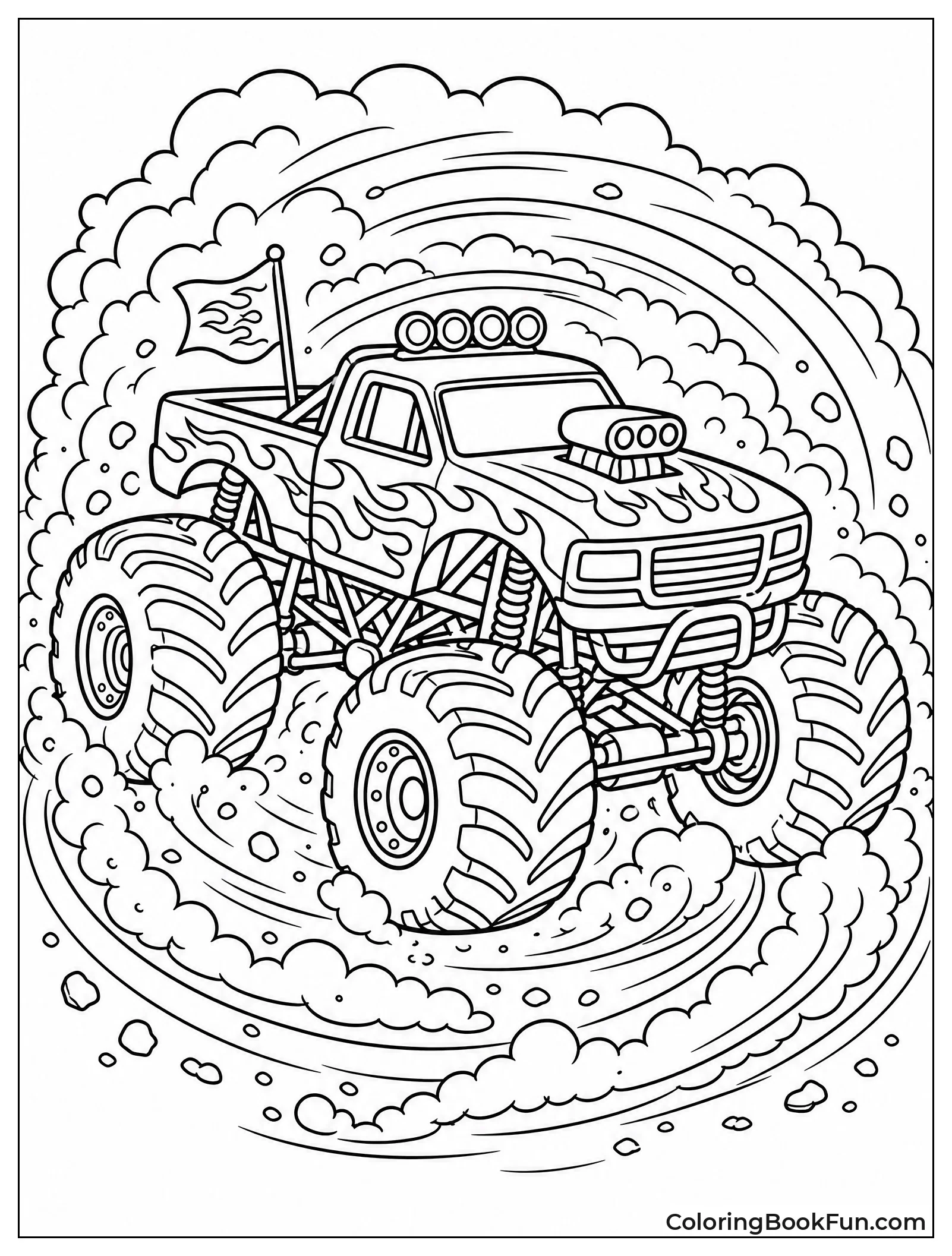 Truck Spins in Dust Cloud