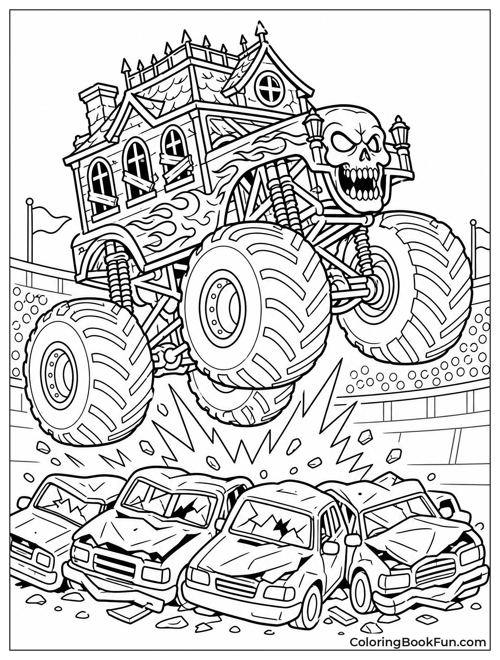 Grave Digger Crushes Cars
