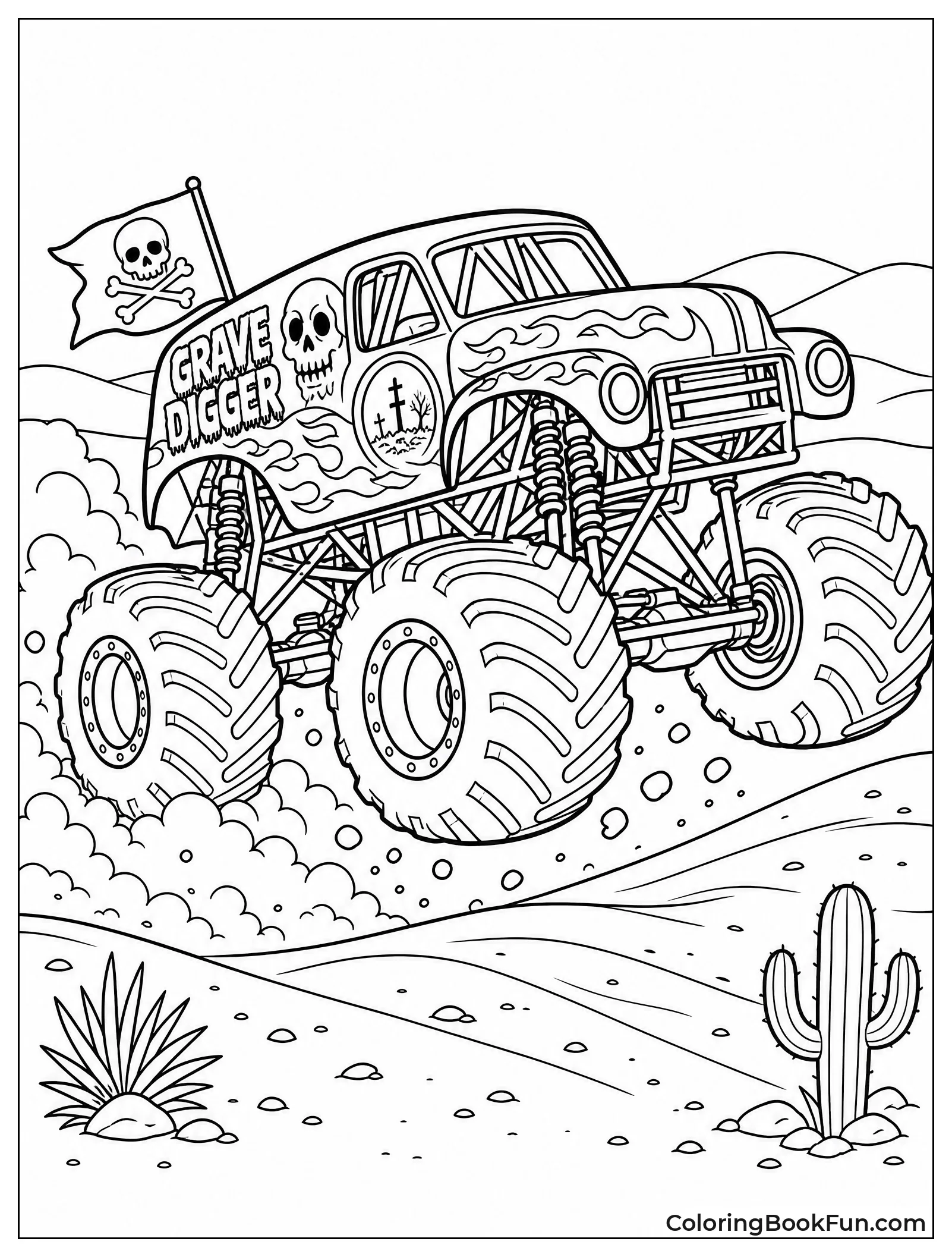 Grave Digger Races in Desert