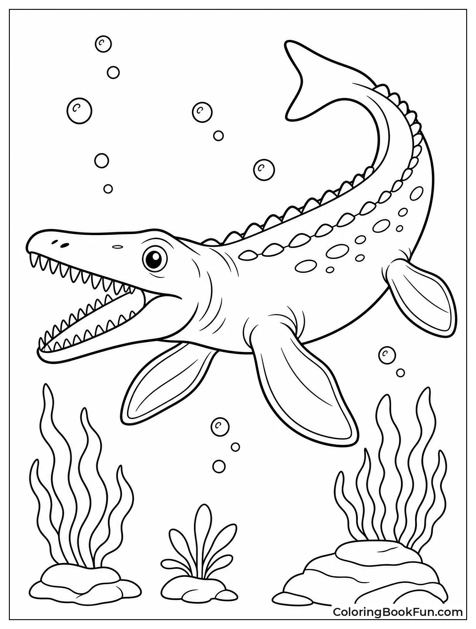 Mosasaur Swims In Ancient Sea