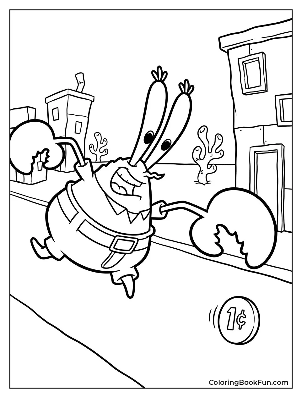 Mr Krabs Chasing a Rolling Penny