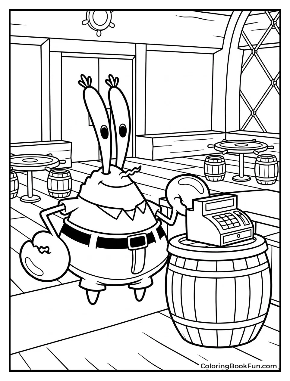 Inside the Busy Krusty Krab Restaurant