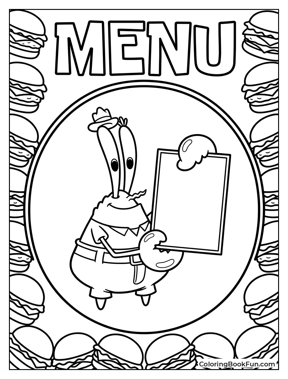 Holding the Krusty Krab Menu