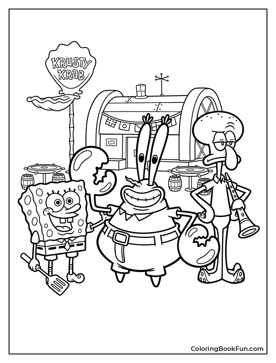 With SpongeBob and Squidward at Work