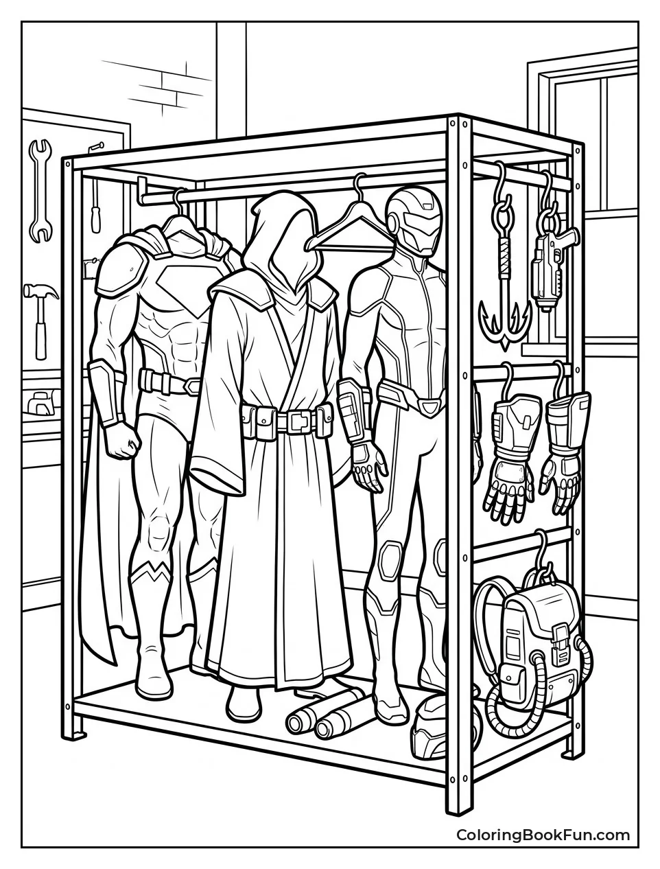 Hero Costumes Hang on Rack