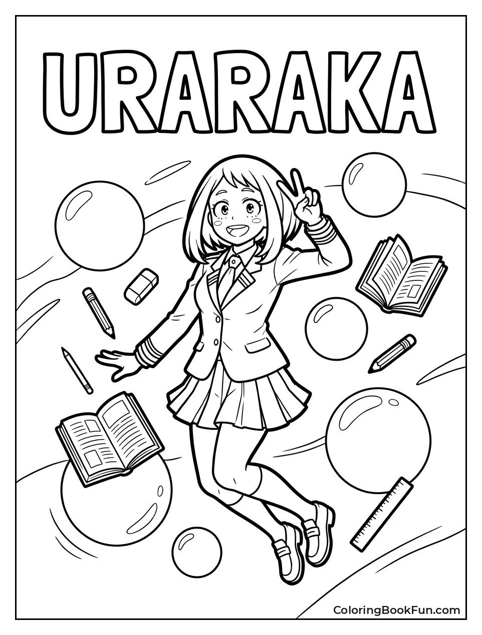Ochaco Floats with Bubbles