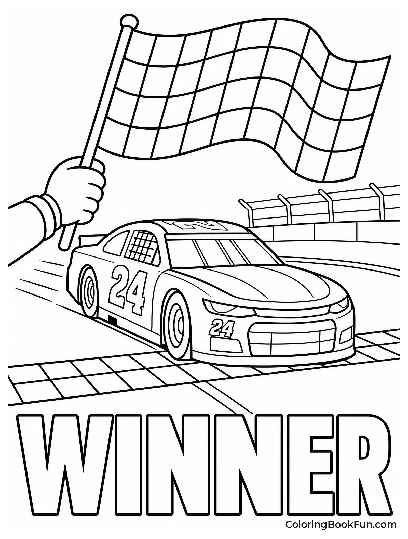 Car Crossing the Finish Line
