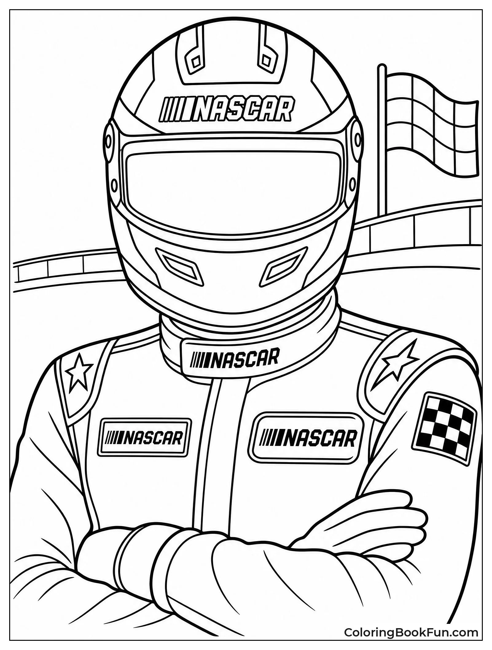 Driver Wearing a Colorful Helmet