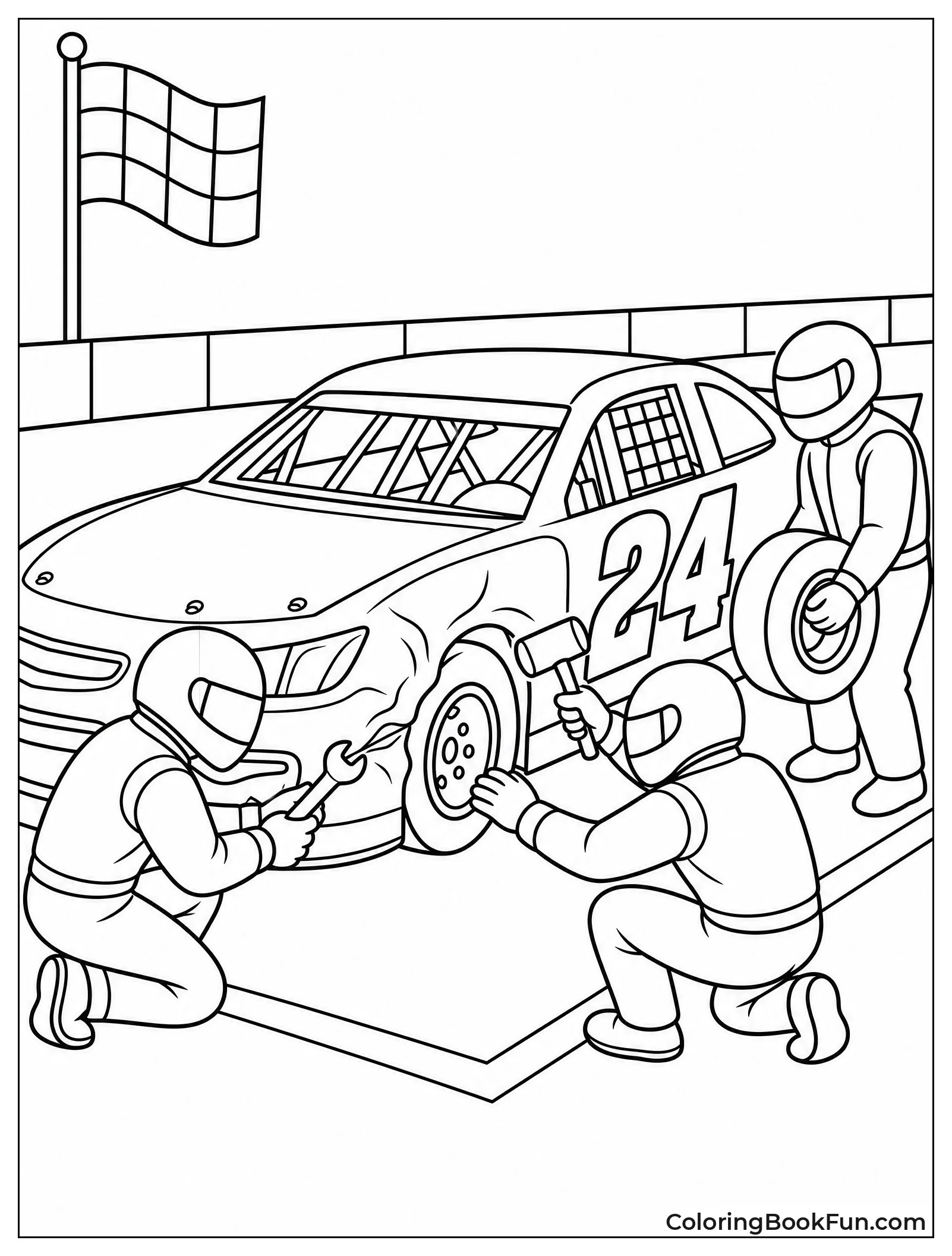 Mechanics Fixing a Dented Fender