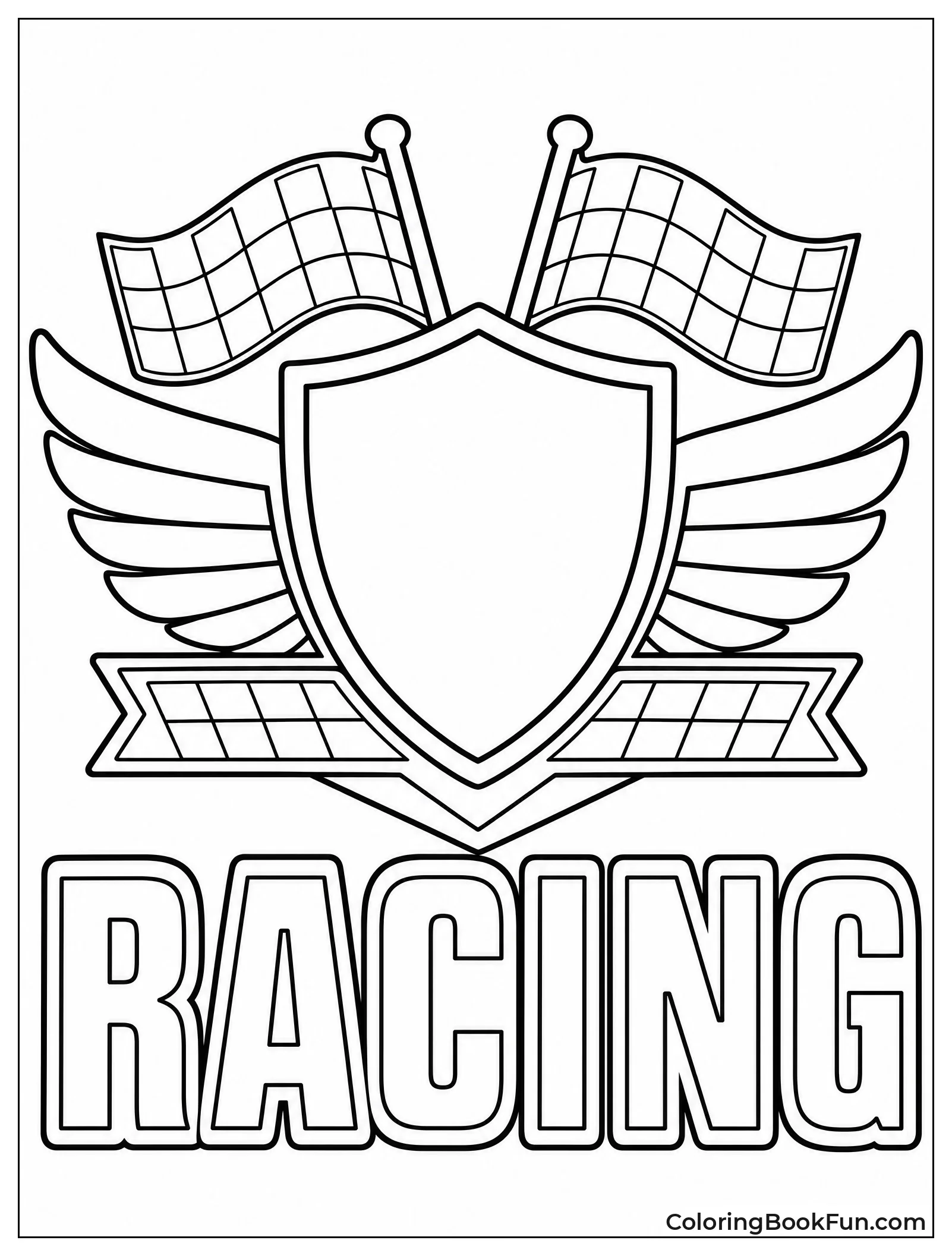 Racing Shield with Checkered Flag