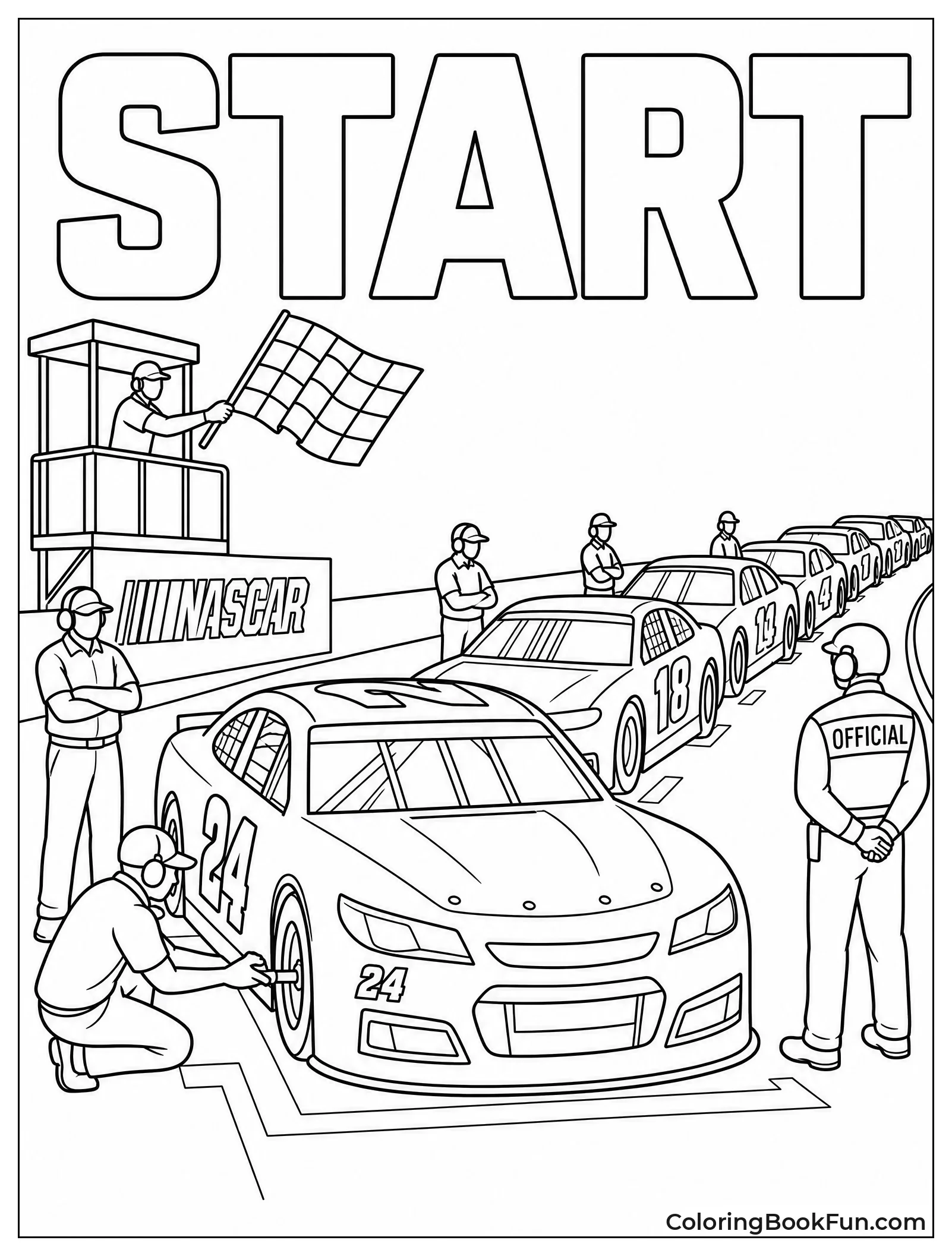 Cars Lined Up on Grid