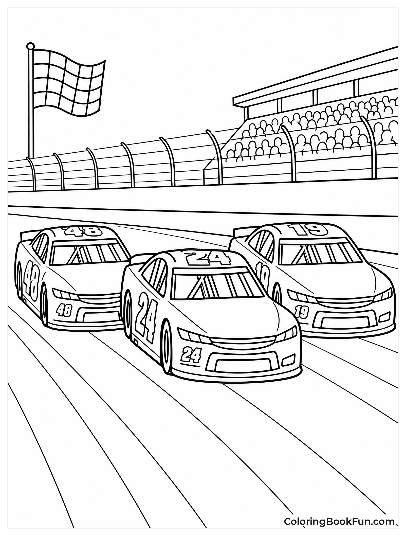 Three Cars Racing Side by Side