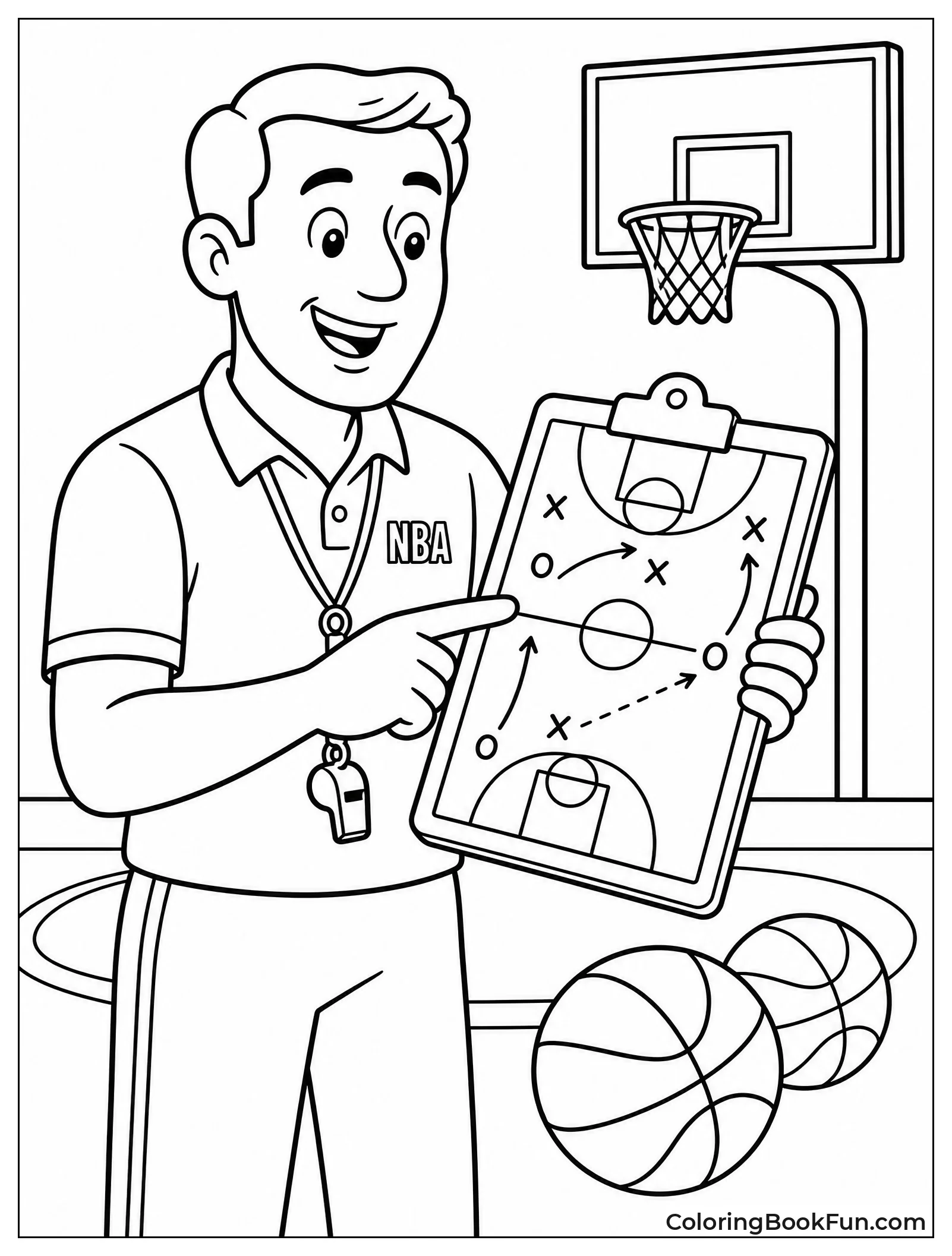 Coach Planning Plays on a Clipboard
