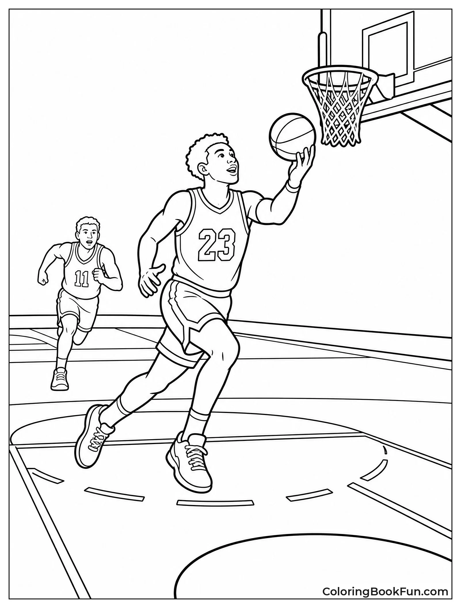Player Sprinting for a Fast Break Layup