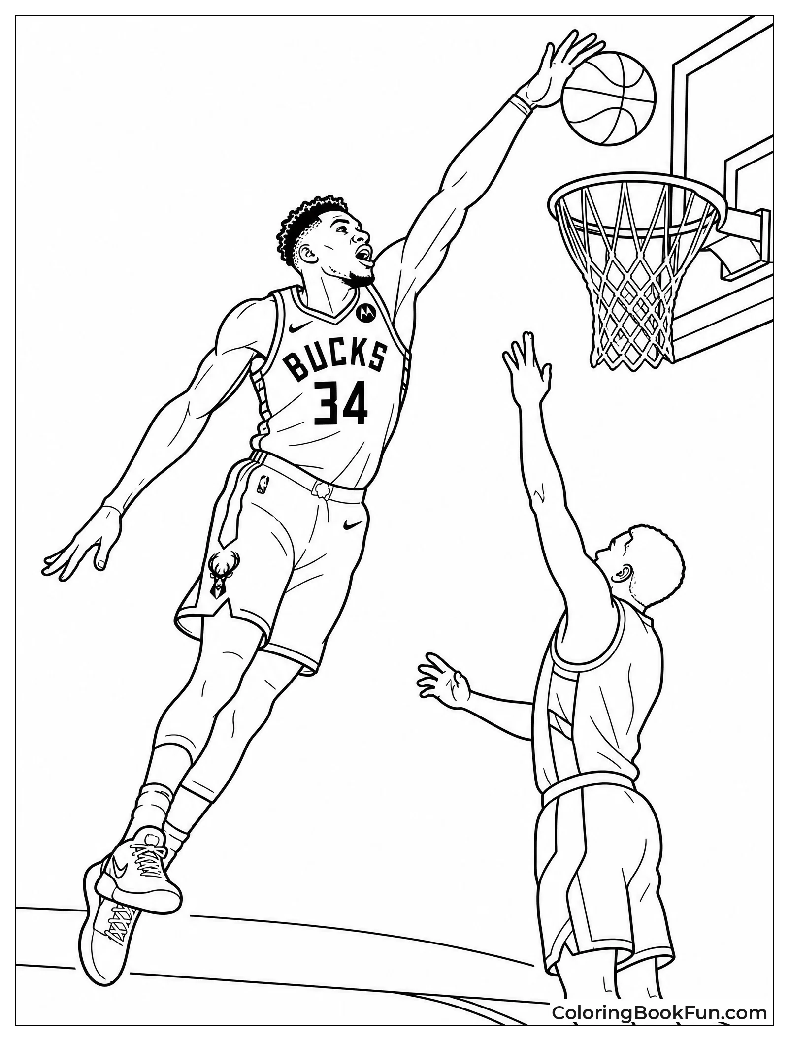 Giannis Leaping to Block a Shot