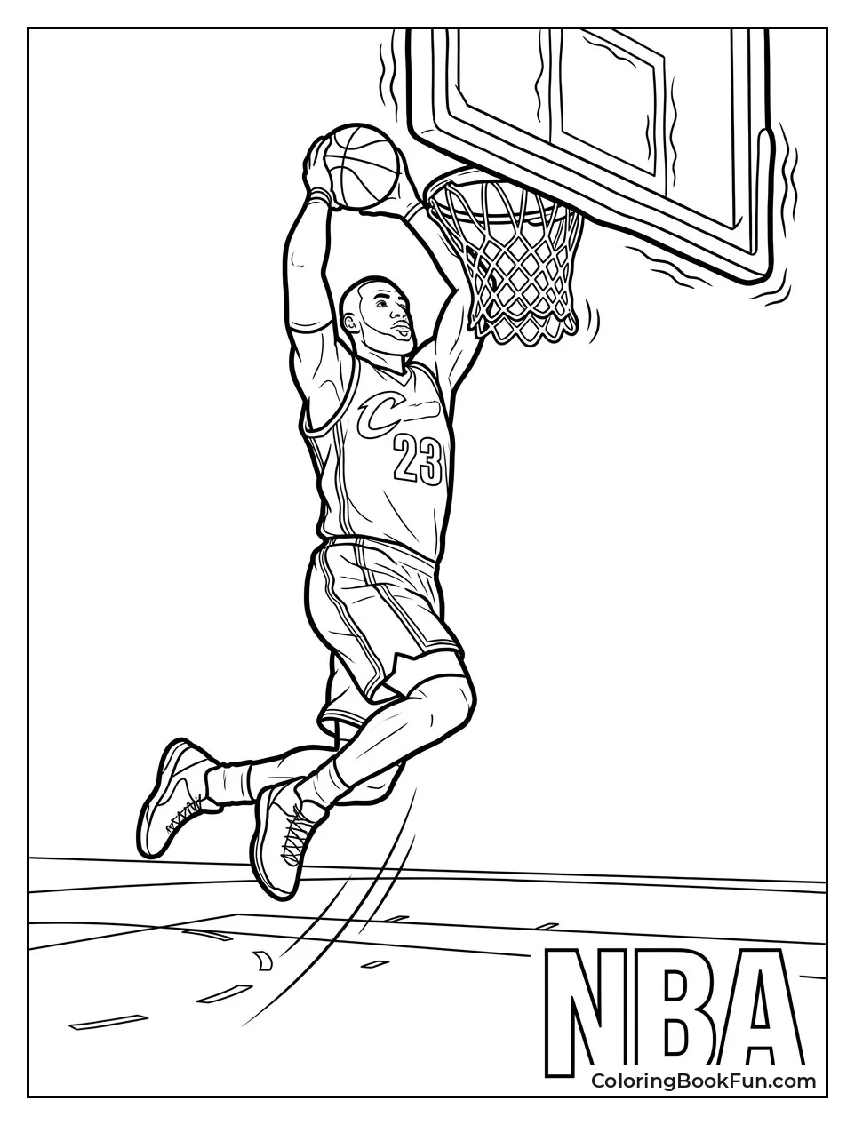 LeBron Leaping for a Powerful Dunk