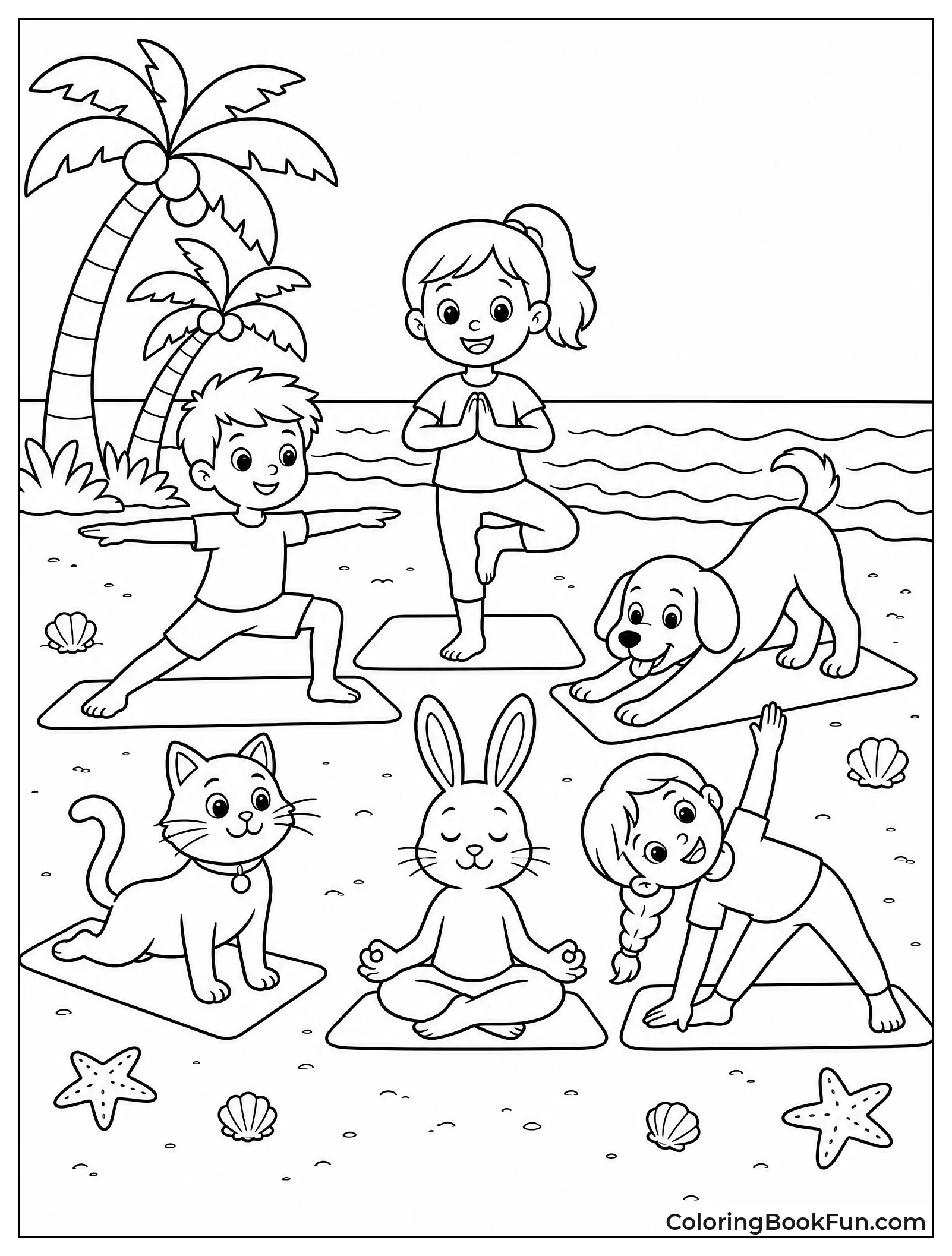 Yoga on Beach with Friends