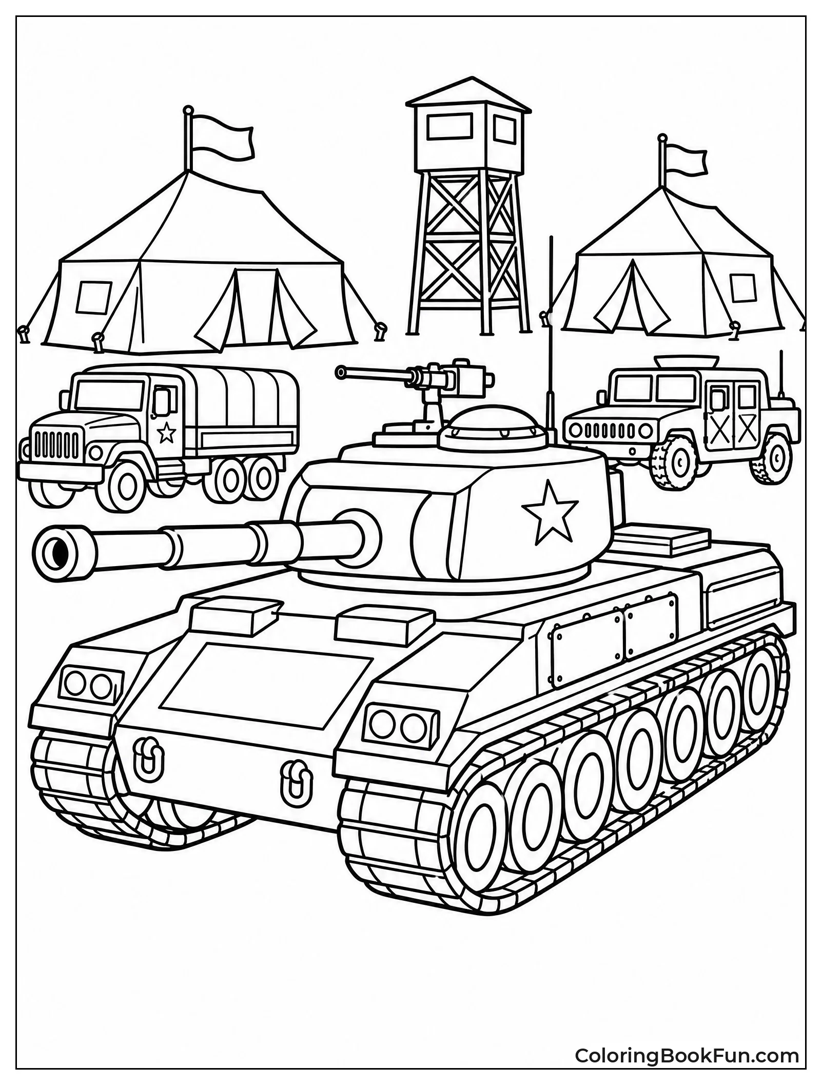 Tank Parked at Army Base