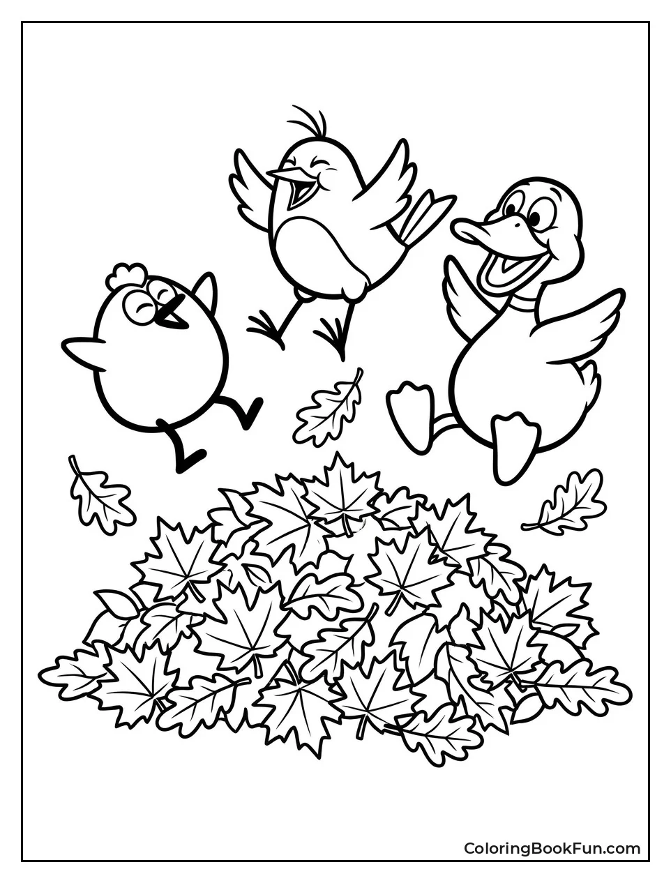 Friends Jumping Into Leaf Pile