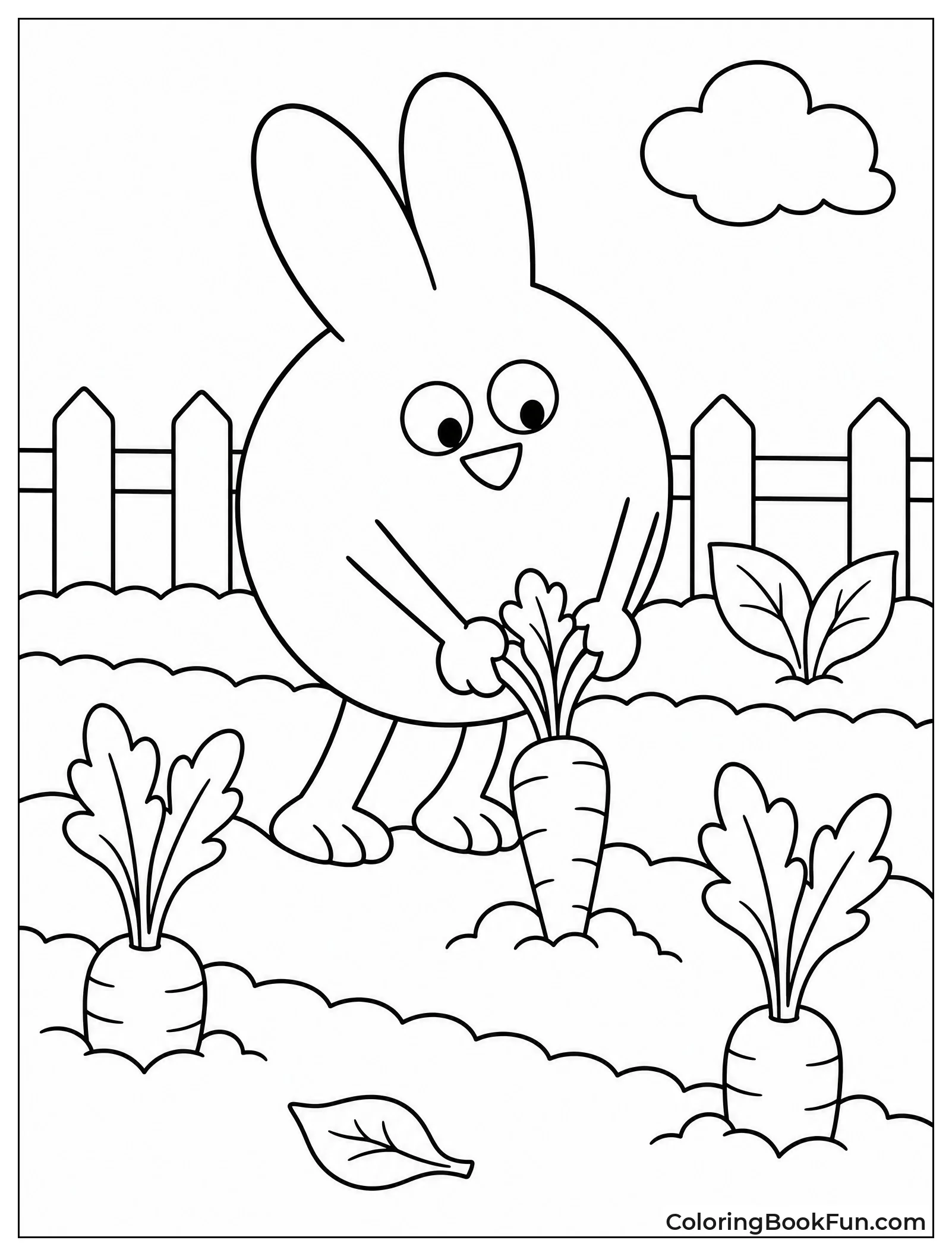 Bunny Pulling Carrots From Garden