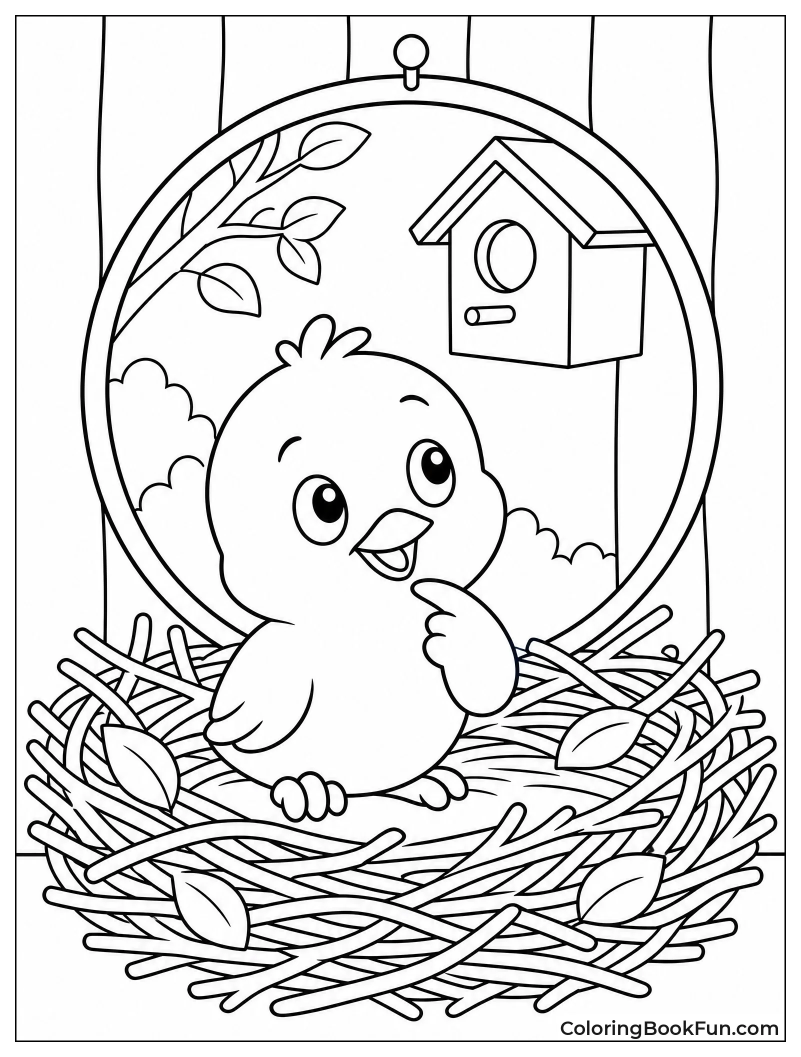 Cozy Nest Inside Birdhouse