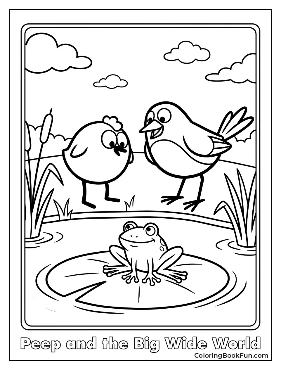 Friends Looking at Frog on Lily Pad