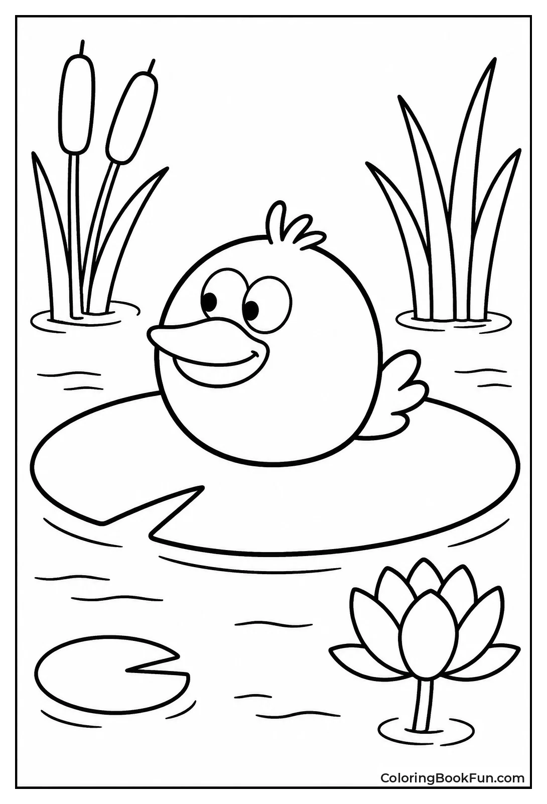Quack Floating on Large Lily Pad
