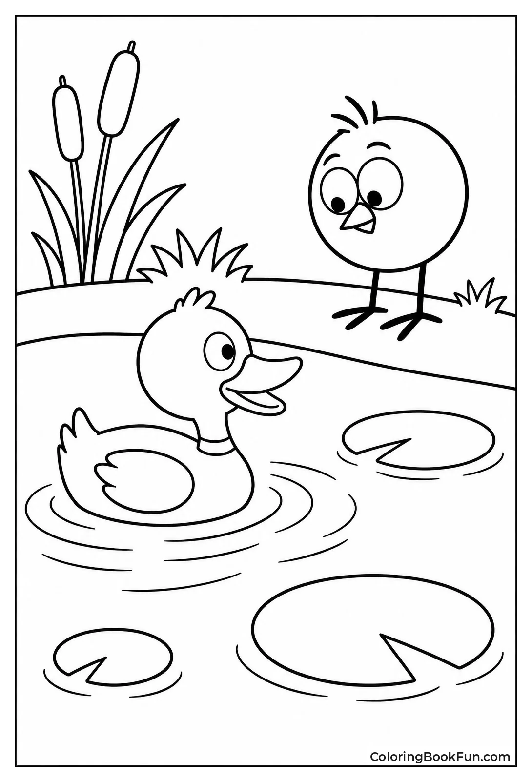 Quack Swimming Among Lily Pads