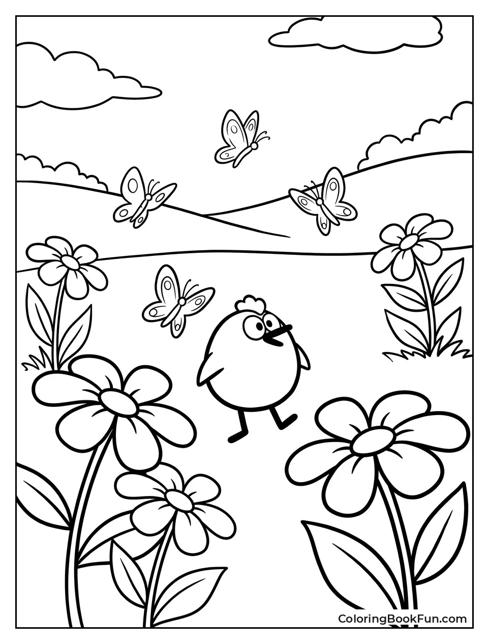 Peep Exploring Flowery Spring Meadow