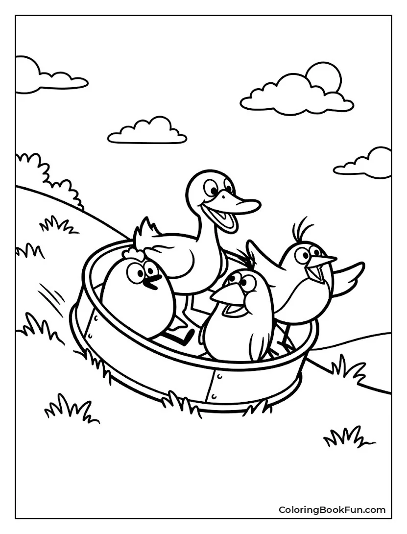 Friends Sledding on Metal Lid
