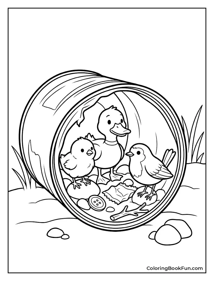 Friends Exploring Inside Tin Can