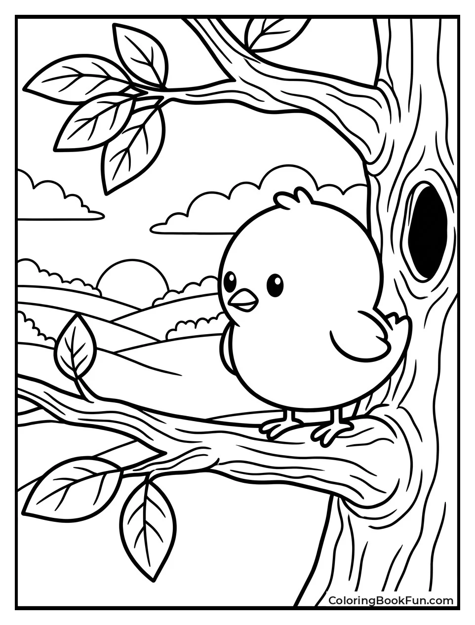 Peep Looking Out From Tree Branch