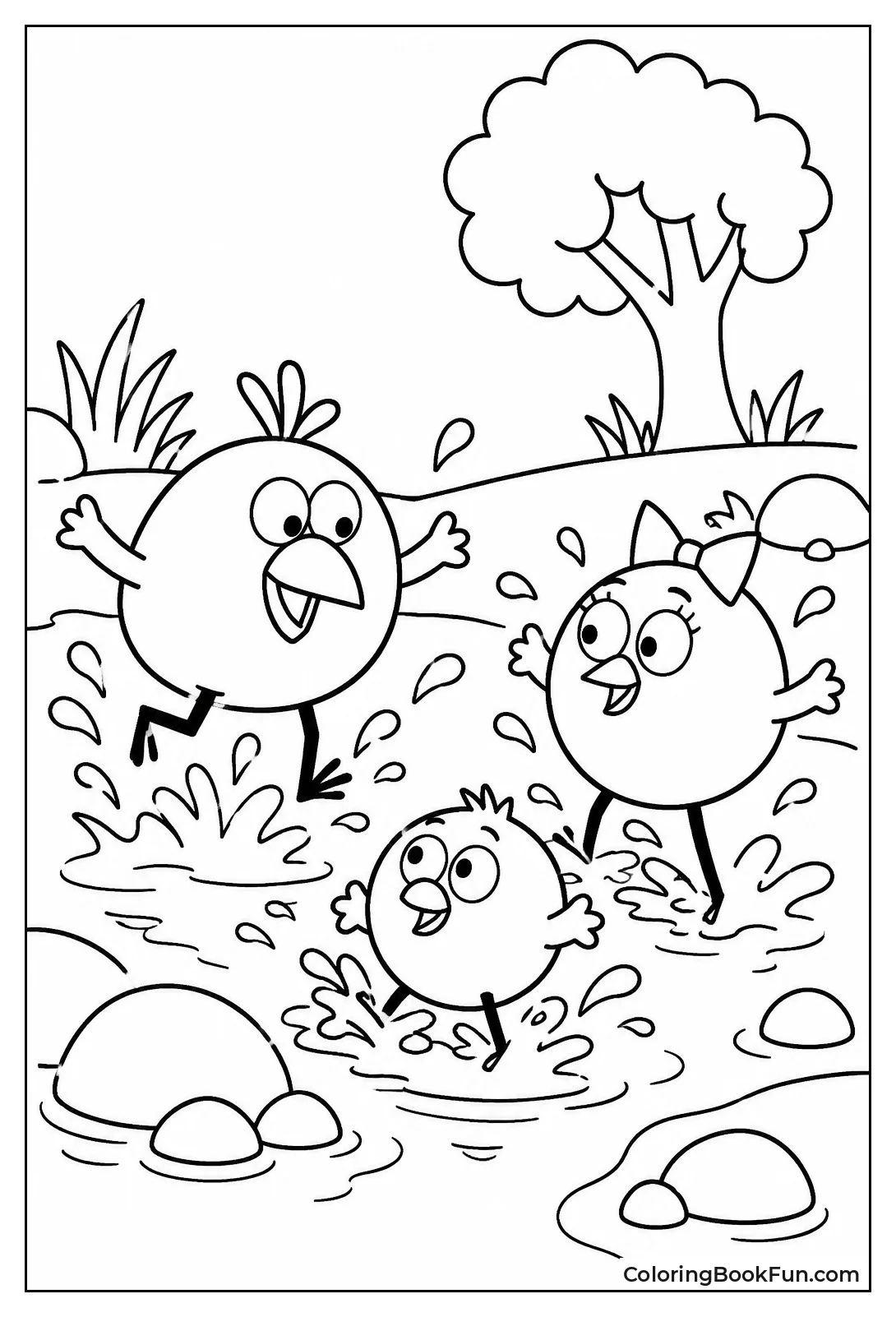 Friends Splashing Water in Stream