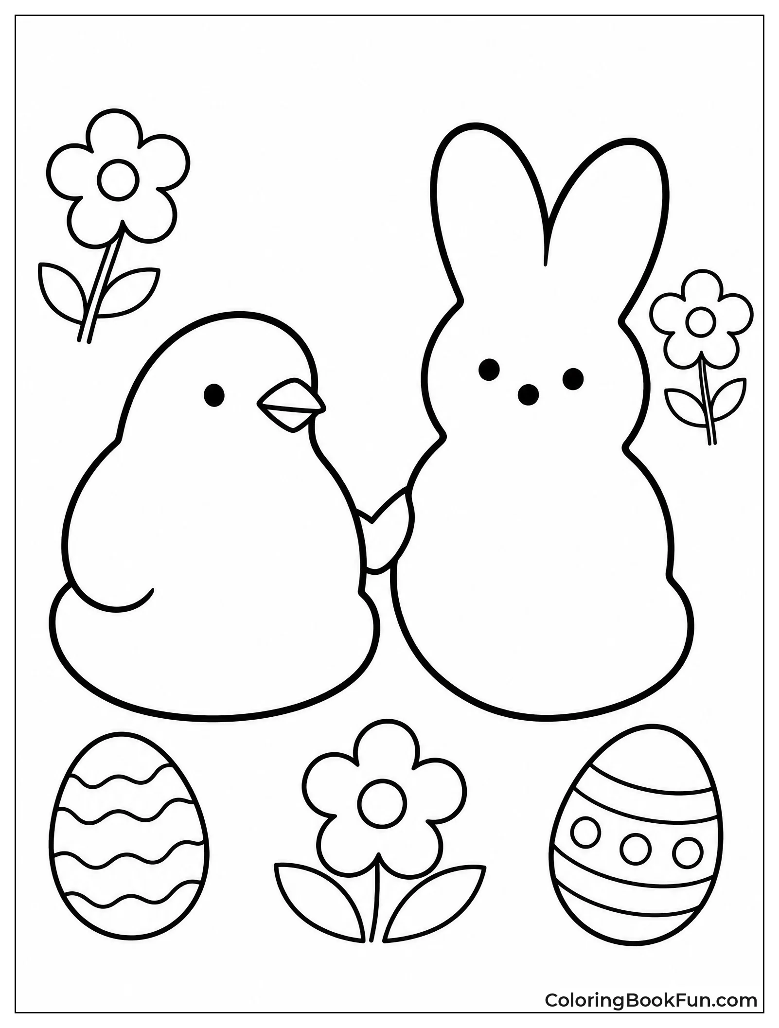 Chick and Bunny Holding Hands