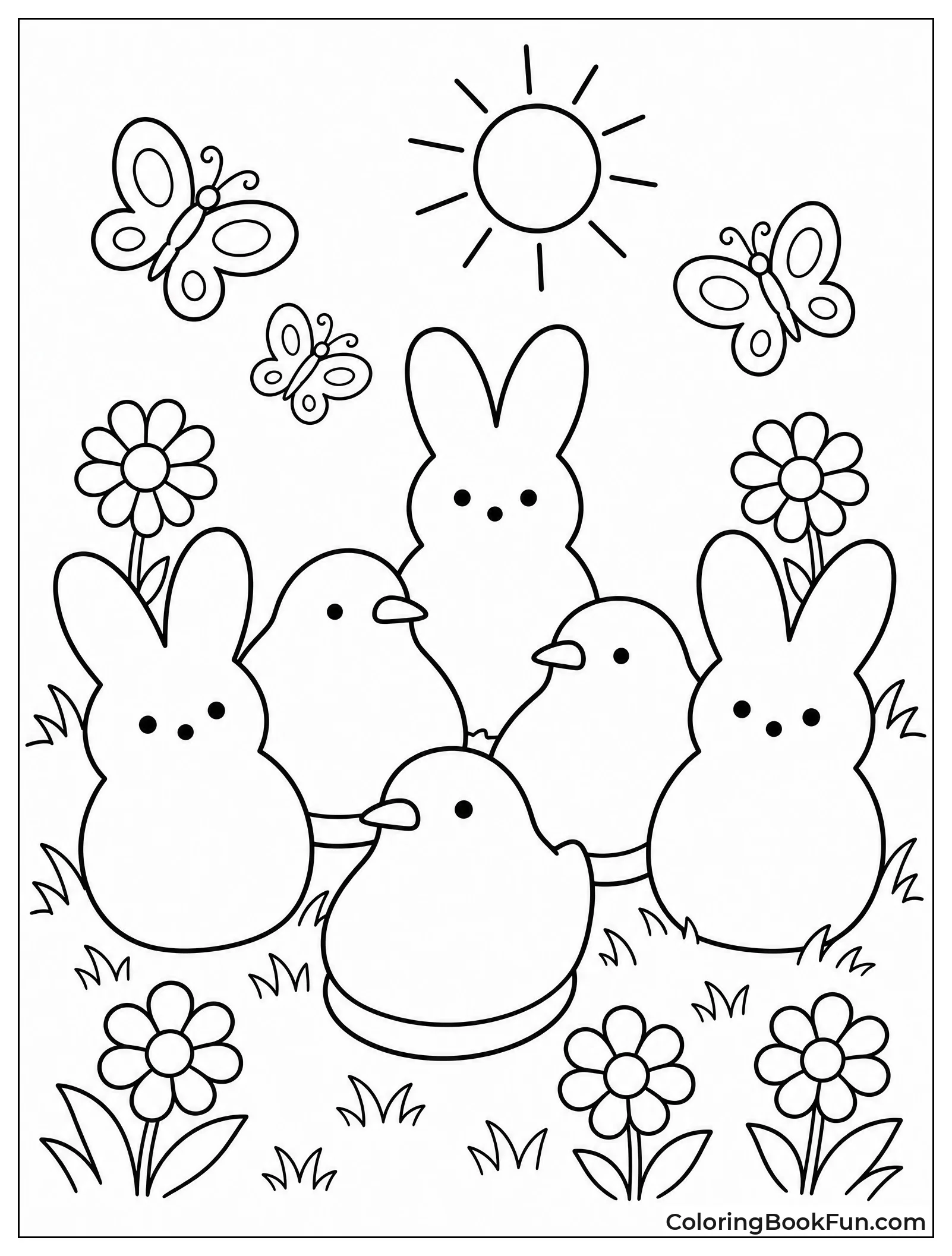 Peeps Relaxing in Sunny Meadow
