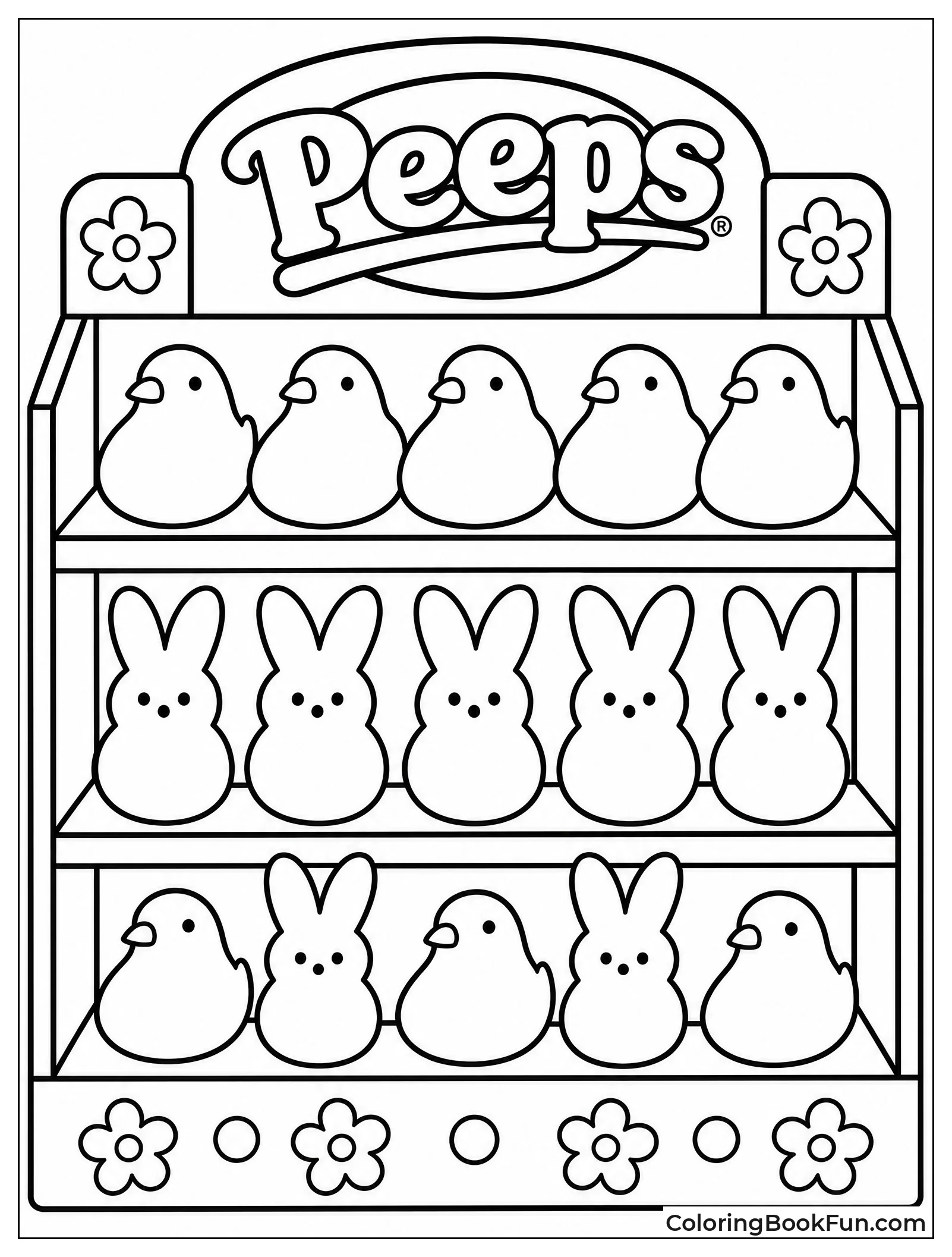 Peeps Arranged on Candy Shelf