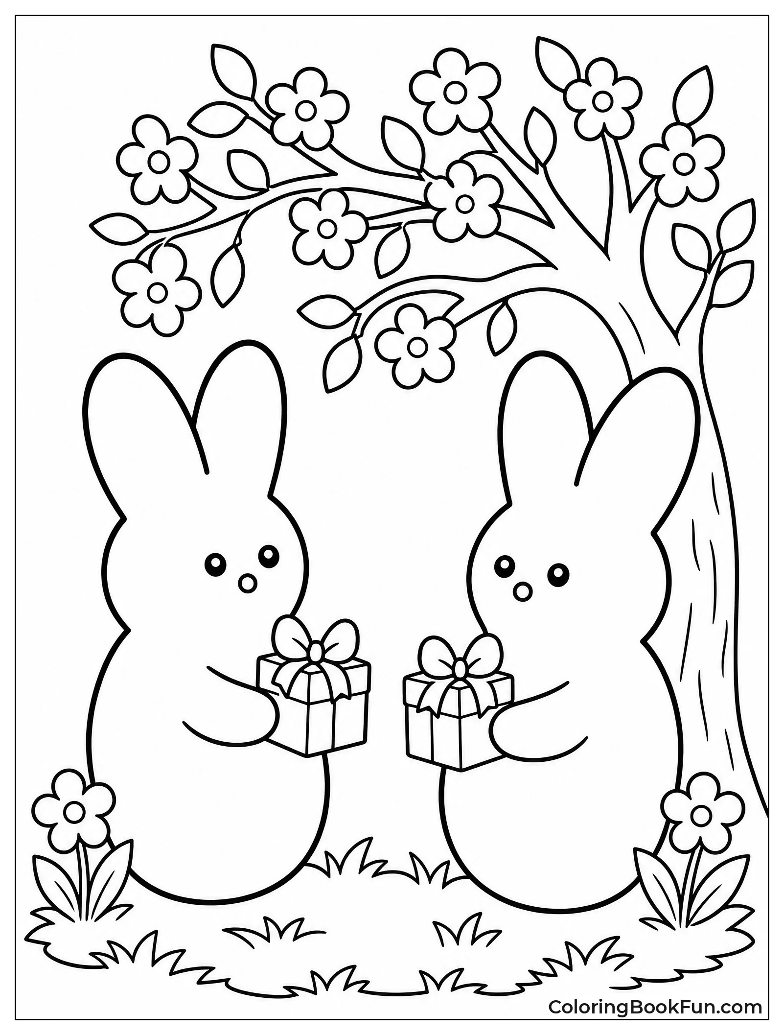 Bunnies Exchanging Wrapped Gifts