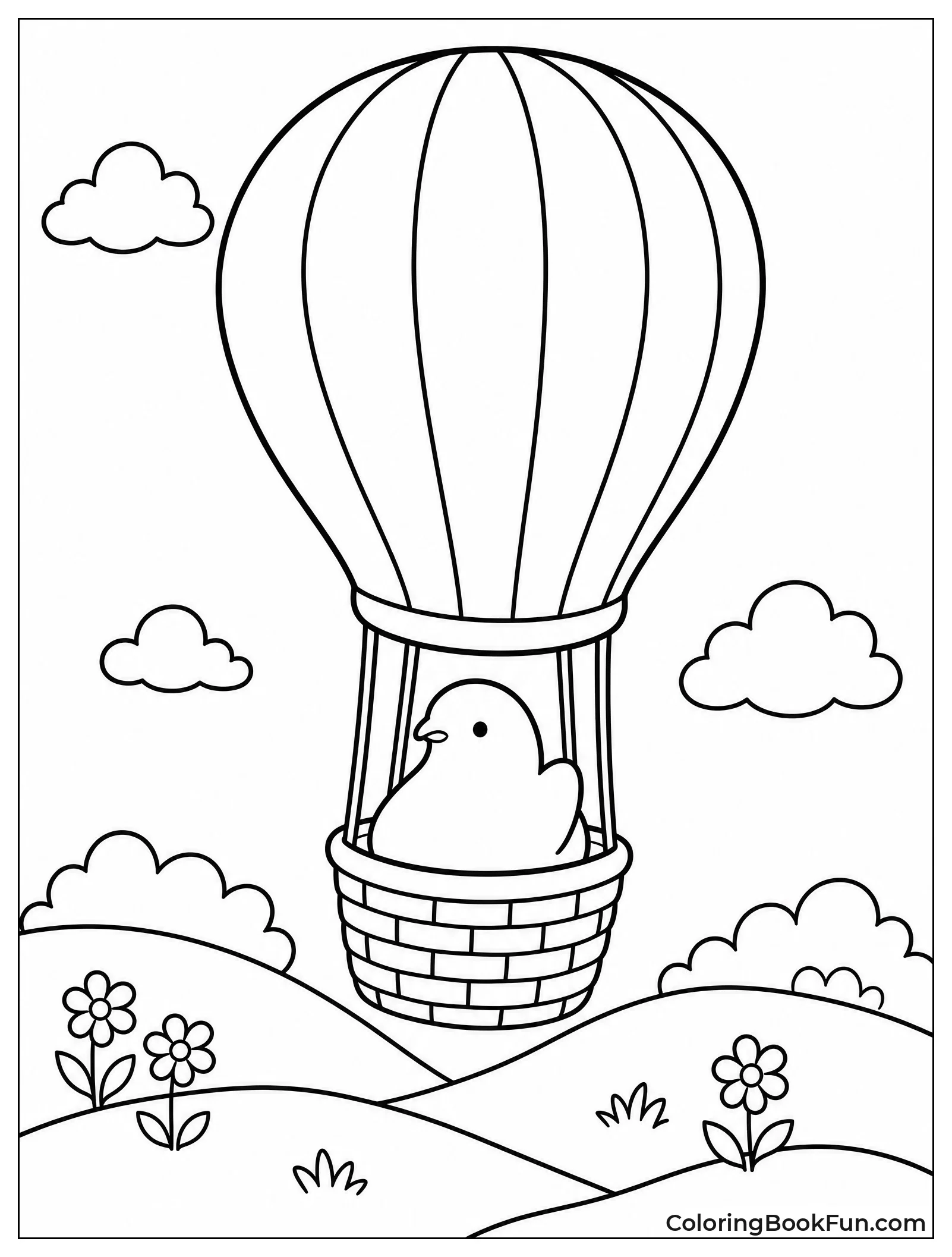 Chick Flying in Hot Air Balloon