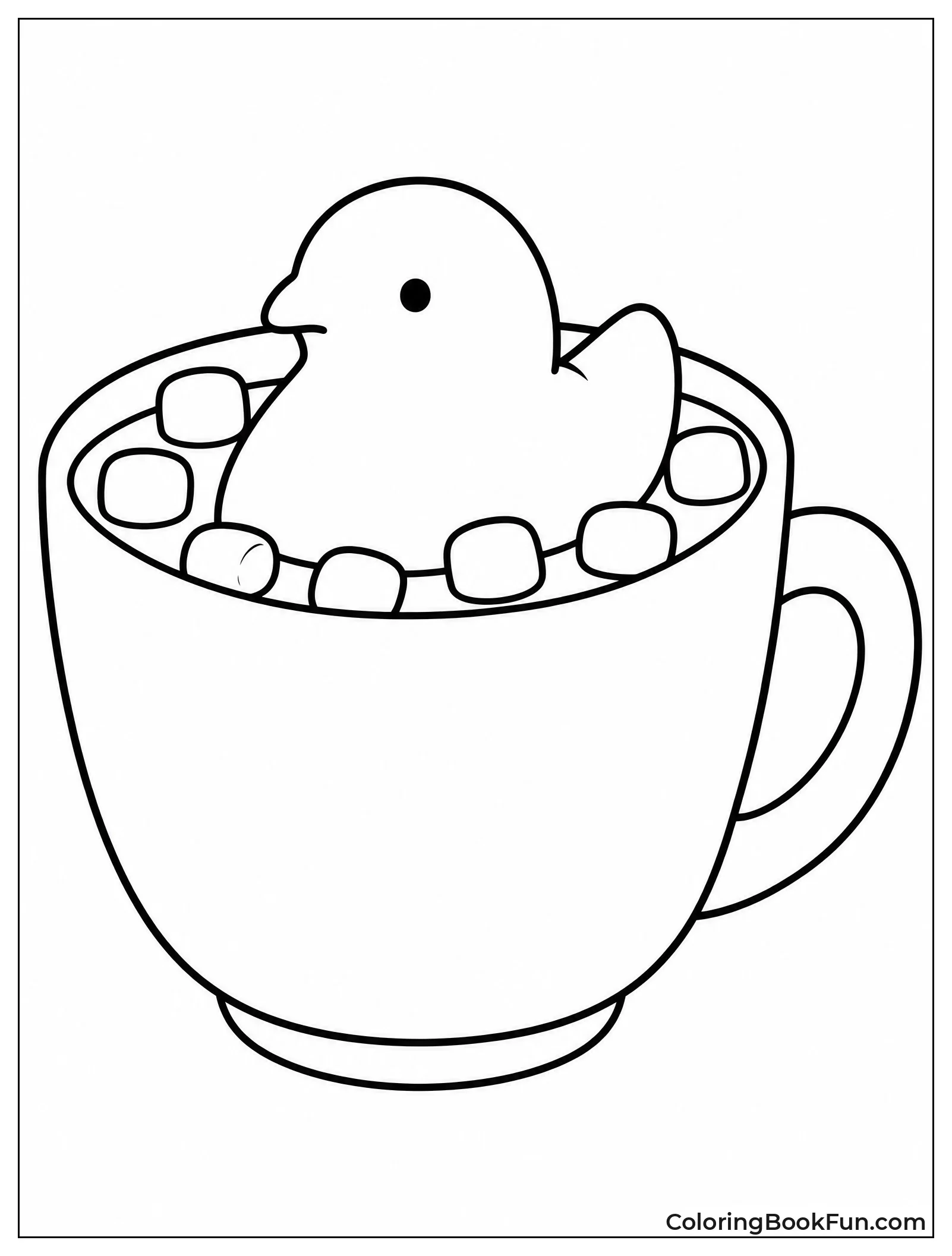 Chick Relaxing in Hot Cocoa