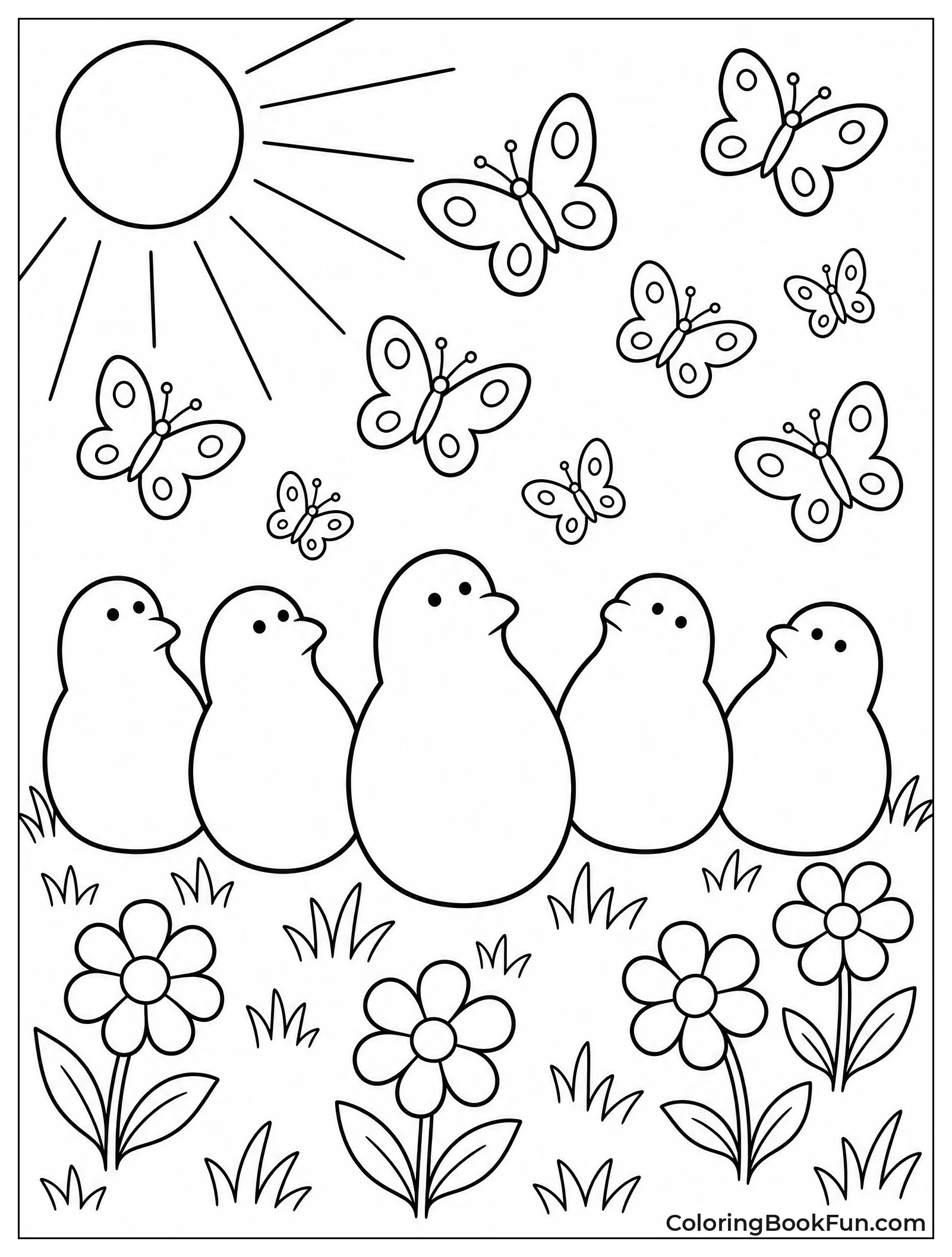Peeps Watching Meadow Butterflies