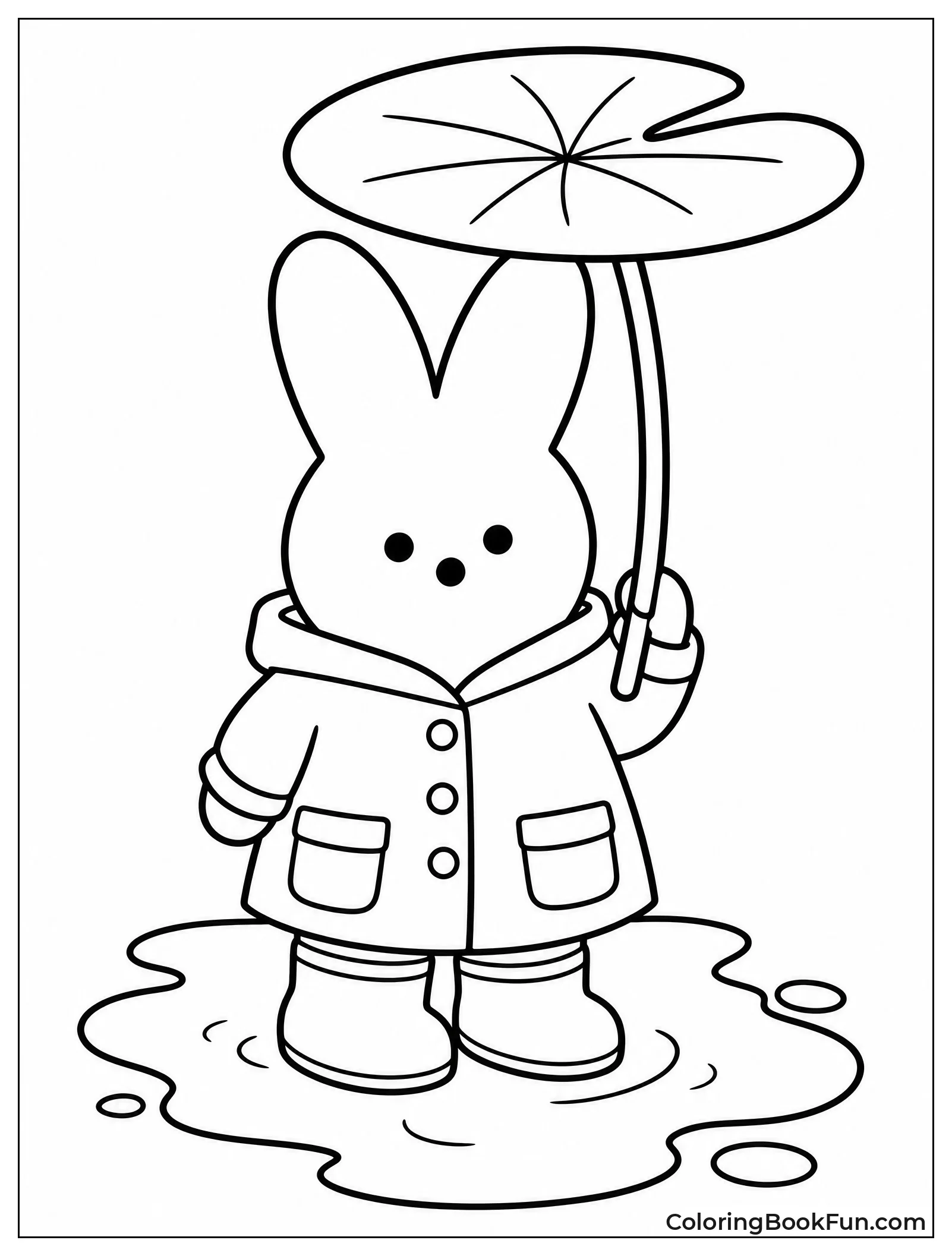 Bunny Standing in Rain Puddle