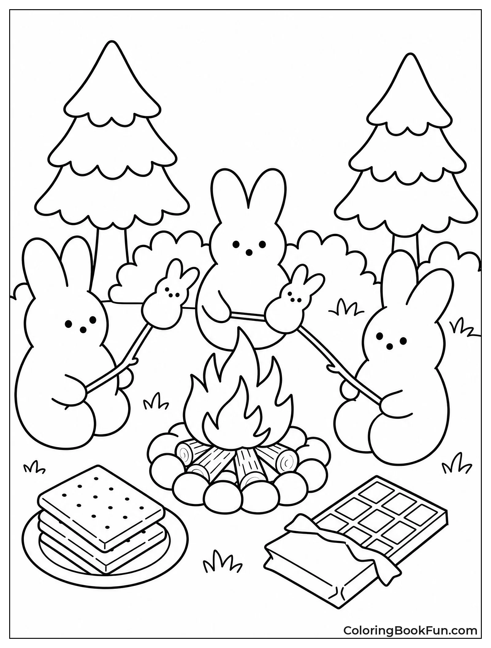 Peeps Roasting by Campfire