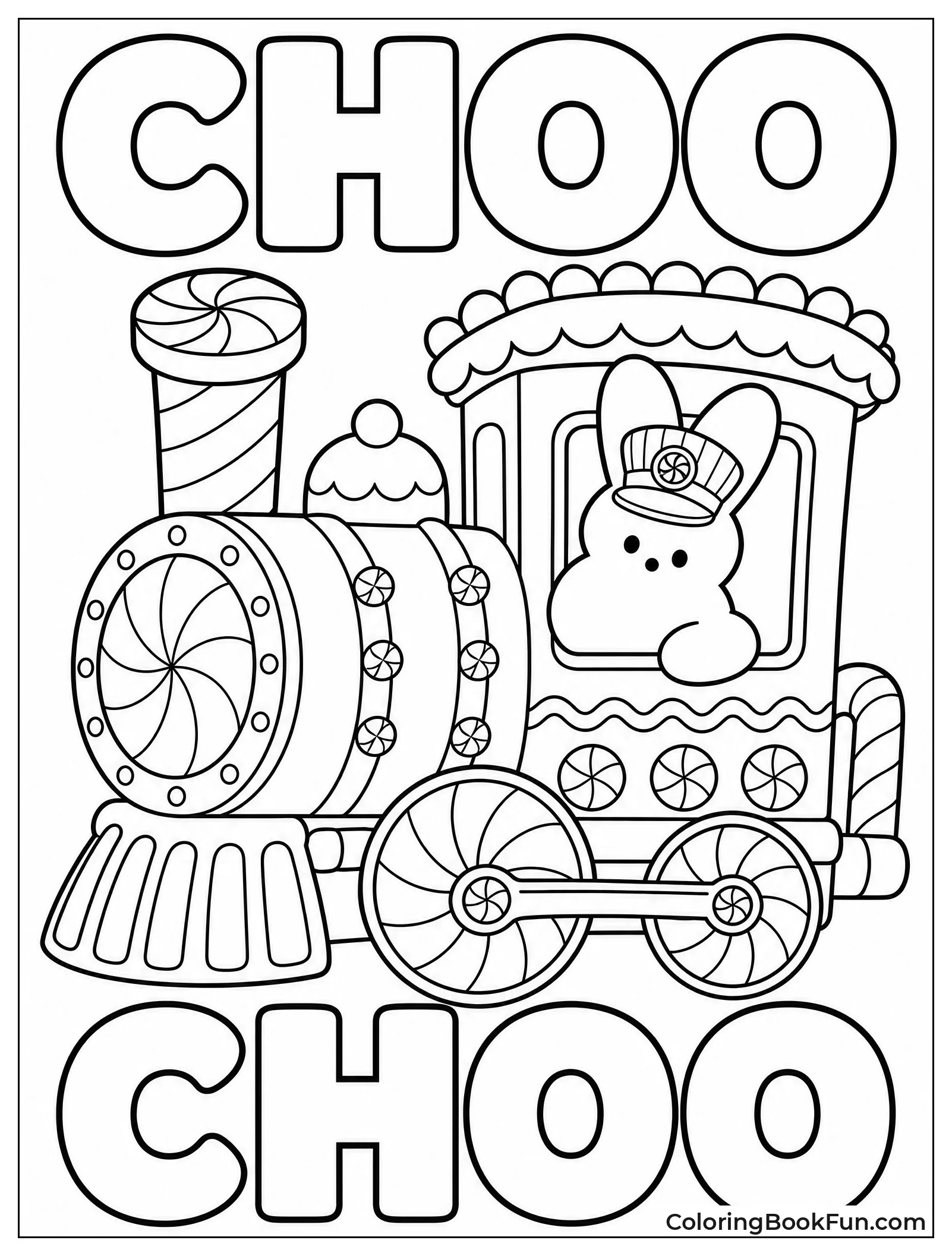 Bunny Driving Candy Train